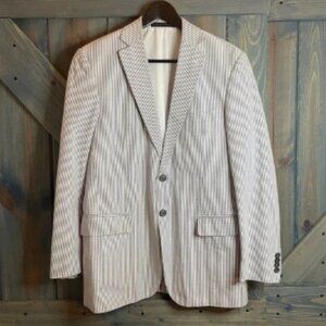 Pinstripe White and Blue Sport Coat Size 40R The Men’s Store Bloomingdale’s NWOT